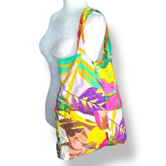 Hula Moon By Jams World Tropical Tote Bag Bright Multicolor Print Beach Vacation - Picture 13 of 13
